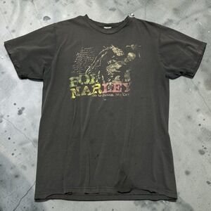 Vintage 2002 Bob Marley No Woman No Cry Graphic T-Shirt Black Size Large Y2K